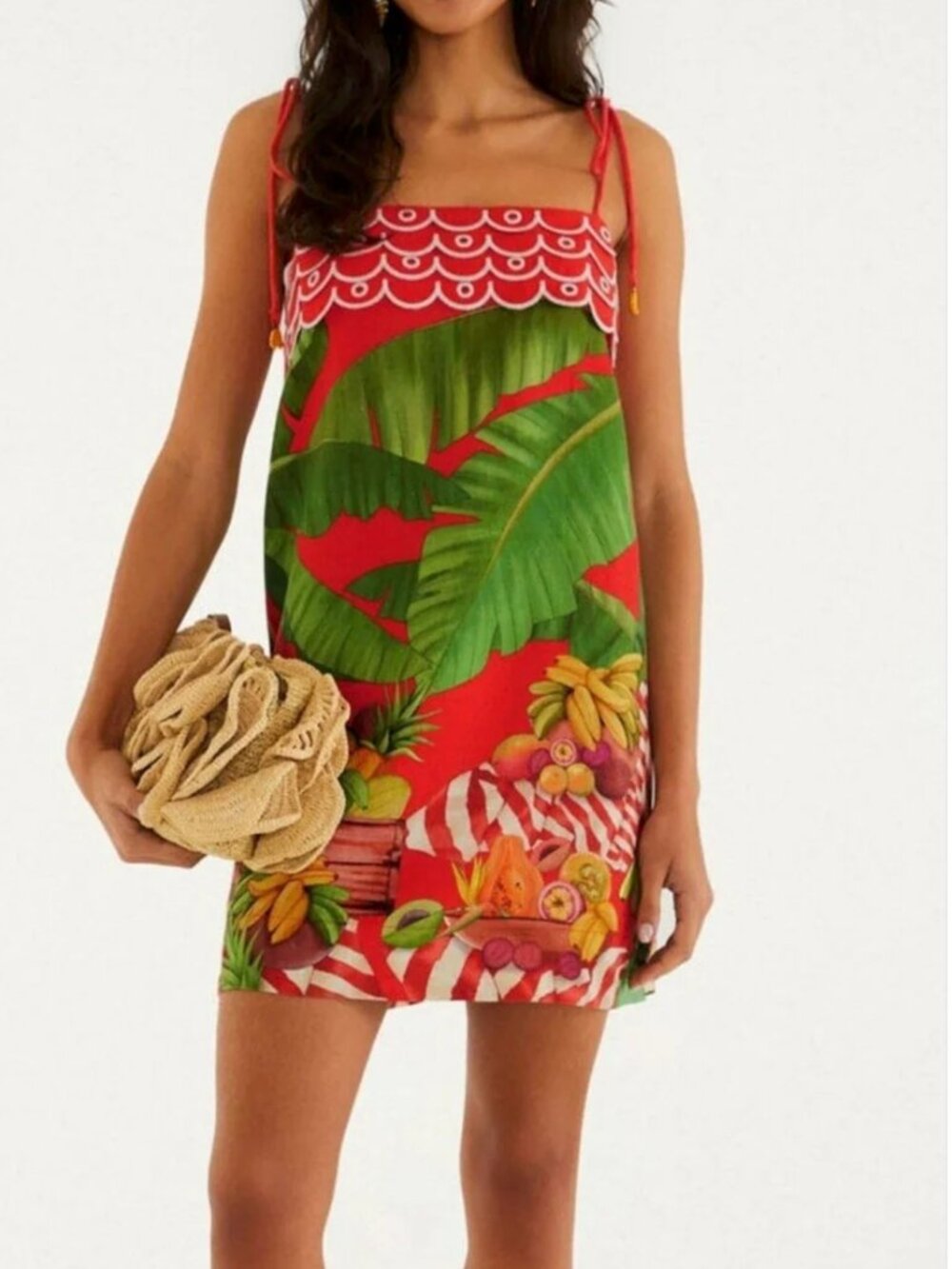 Farm Rio Fruit Trolley Banana Mini Linen Dress size S